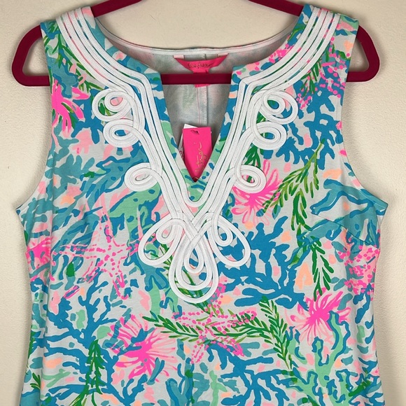 NWT Lilly Pulitzer Harper Shift Dress in Multi, Coral Bay Print, Size Large - Picture 2 of 14